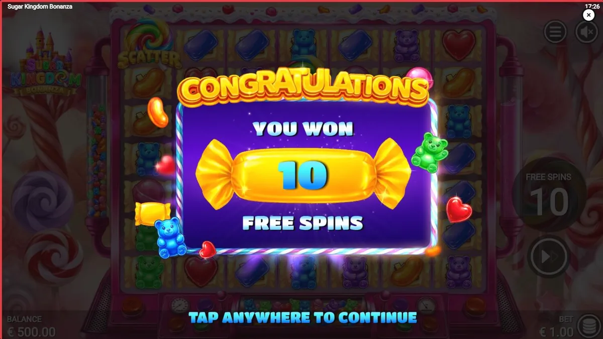 Tampilan visual slot Sugar Kingdom Bonanza dengan tema permen yang cerah