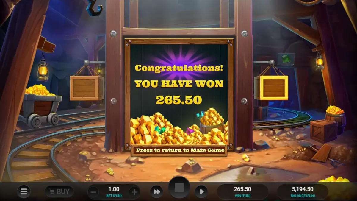 Tampilan visual slot Digger’s Dough dengan tema tambang emas kartun